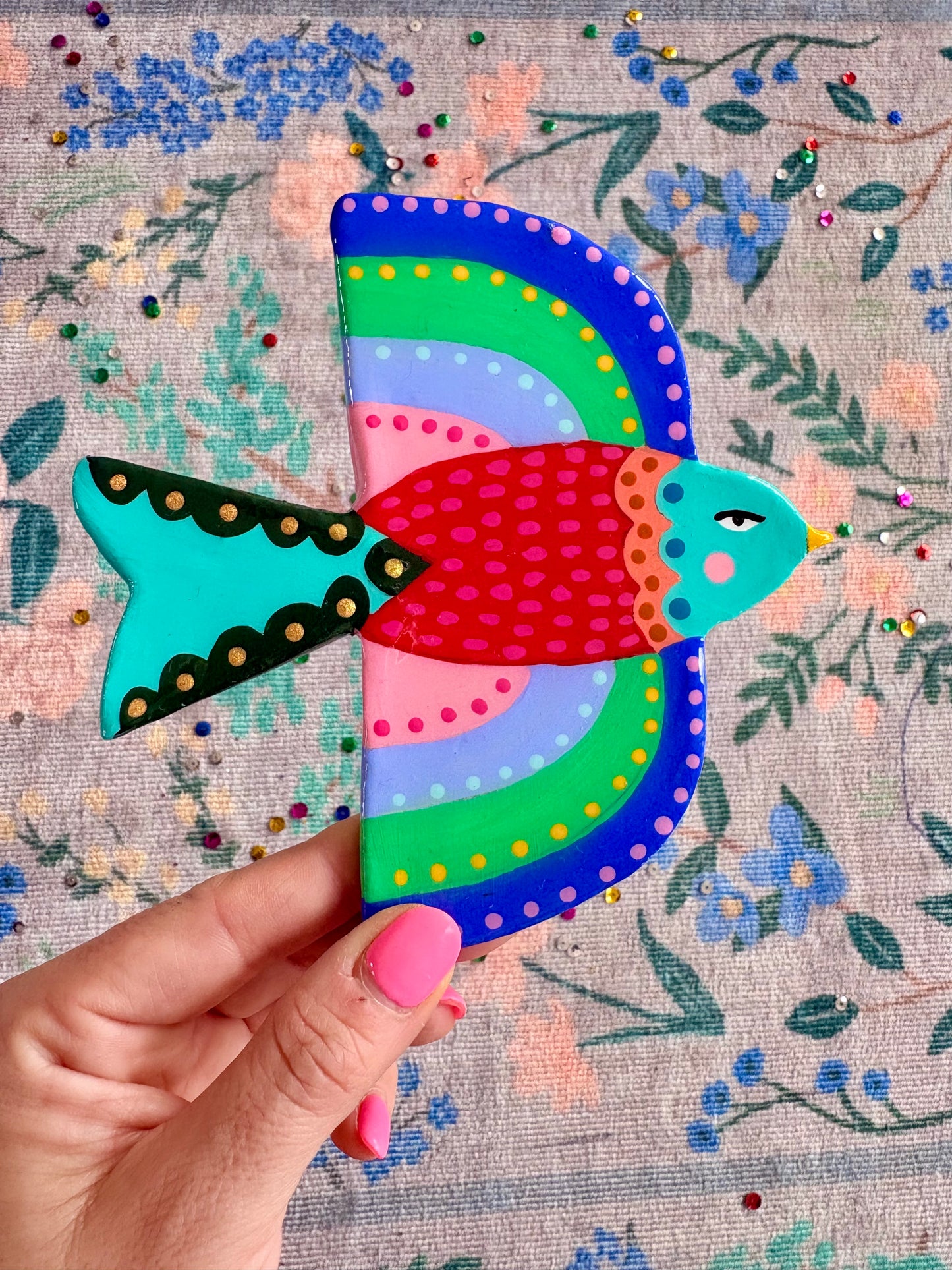 Uccellino cerámica colorato