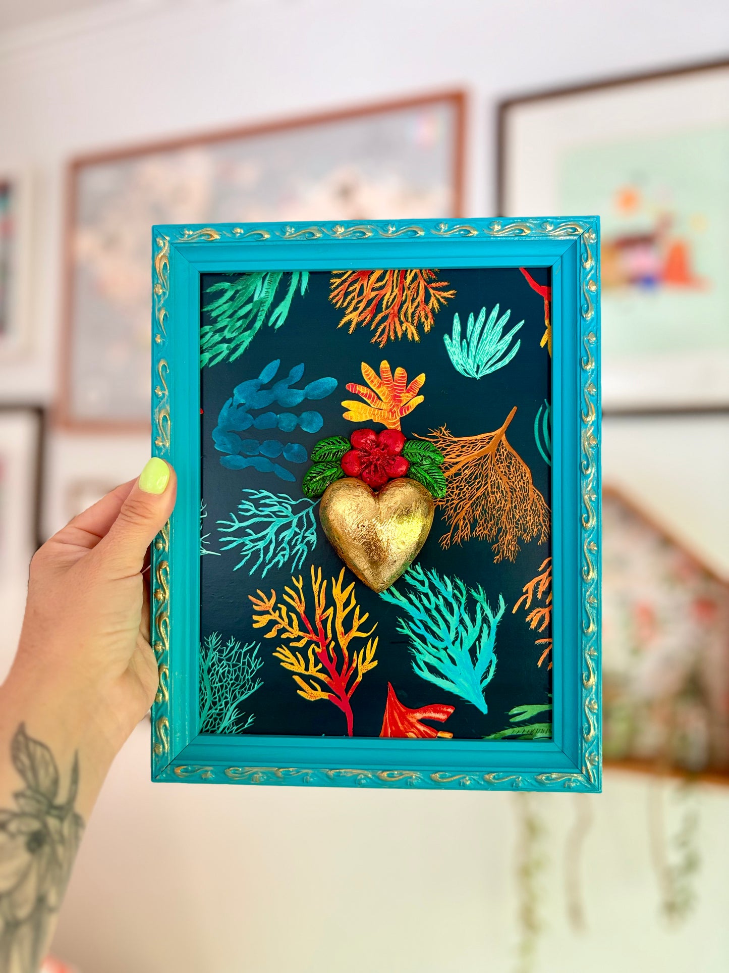 Cuadrito Corazón Corales