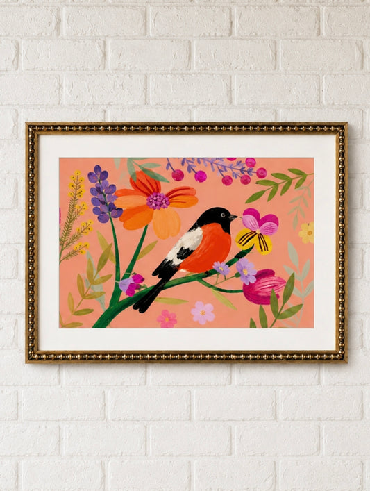Cuadro Pajarito Damasco