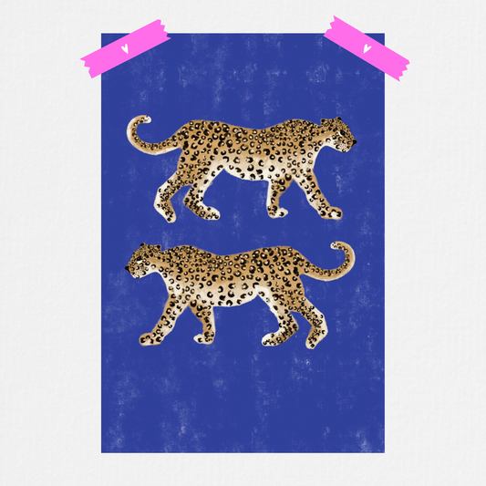 Lámina Leopardos Azul