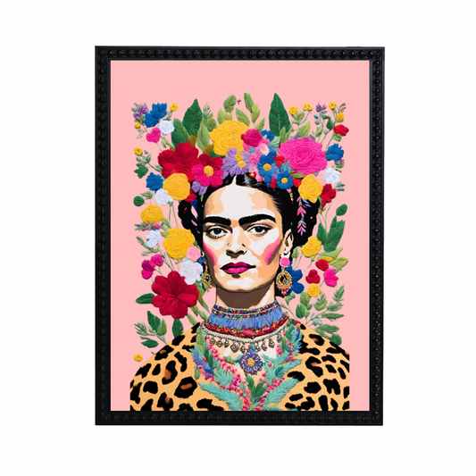 Cuadro Bordado Frida Animal Print