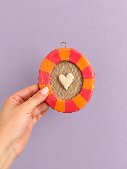 Cuadrito Corazón Cerámica Sandía y Naranja