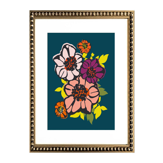 Cuadro de Flores en Azules