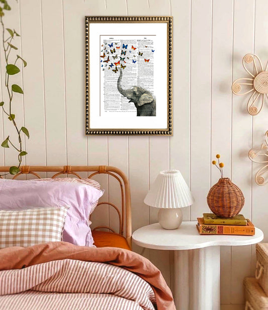 Cuadro Elefante con Mariposas