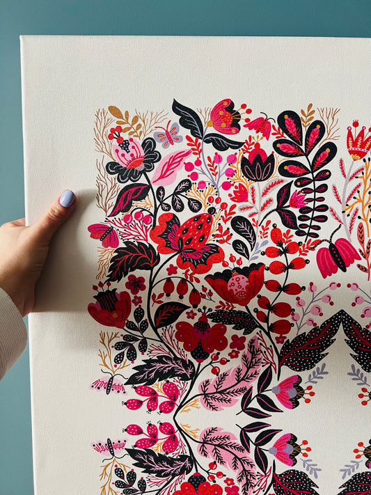 Cuadro Flores Folk Canvas